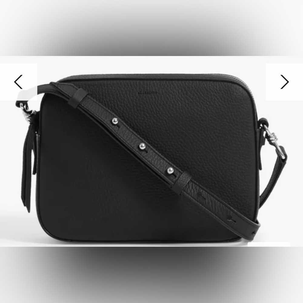 ALLSAINTS Captain Storm Black Color Leather Square Crossbody Bag